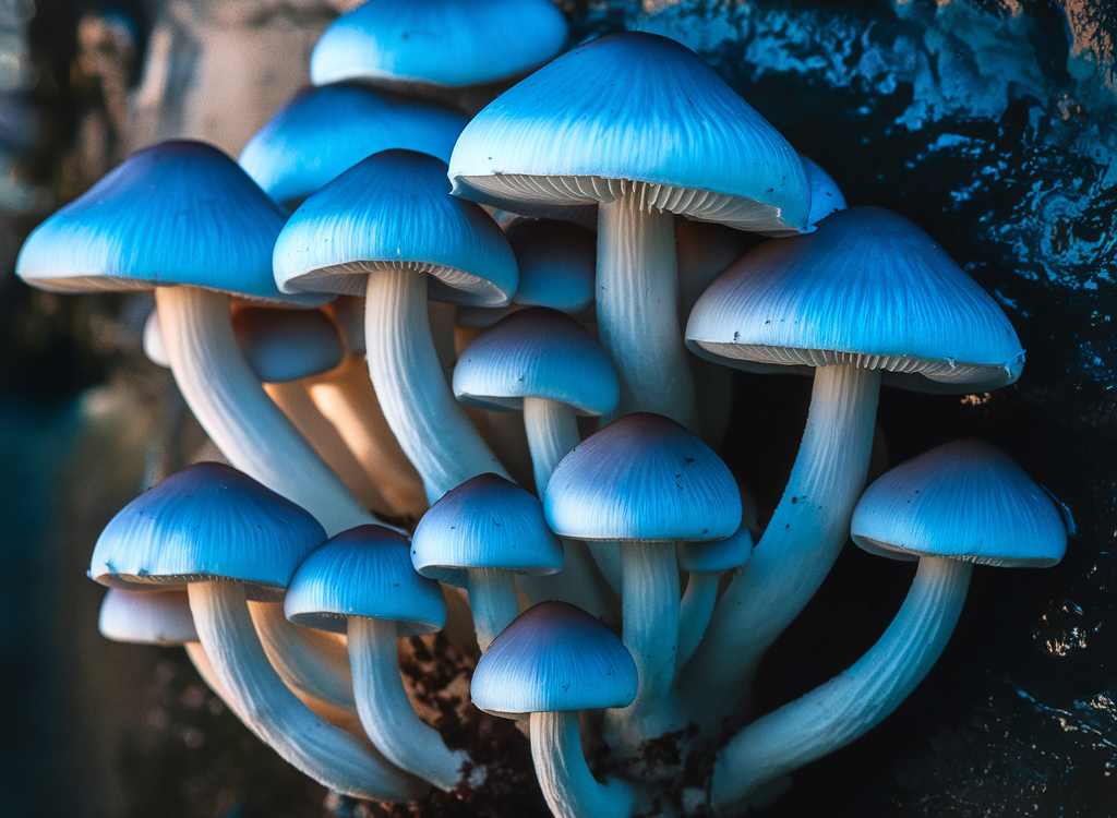 Dried magic mushrooms with caps and stems clearly visible.