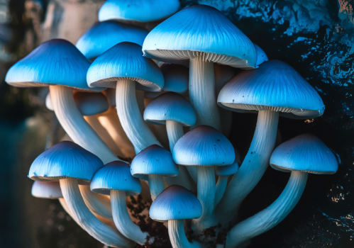 Dried magic mushrooms with caps and stems clearly visible.