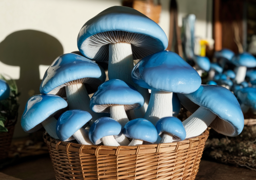 A clear view of Psilocybe subaeruginosa mushrooms